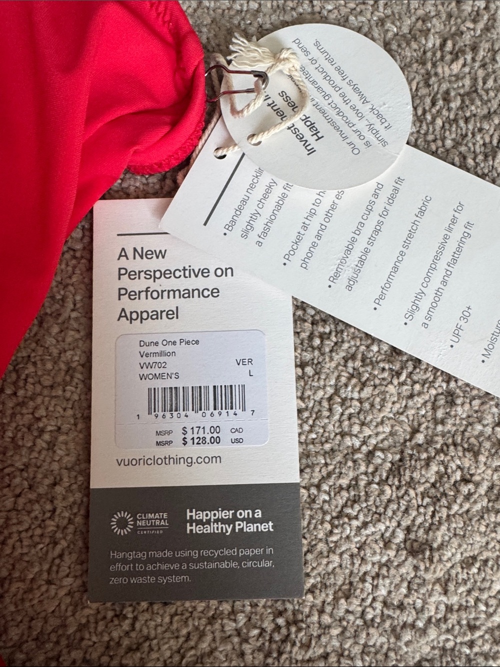 Vuori Vermilion Dune One-Piece Swimsuit NWT - Picture 2 of 3